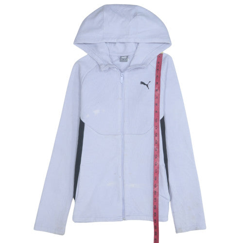 Puma Girls White Full Zip Hoodie 15-16 Years Sportswear Cotton Blend