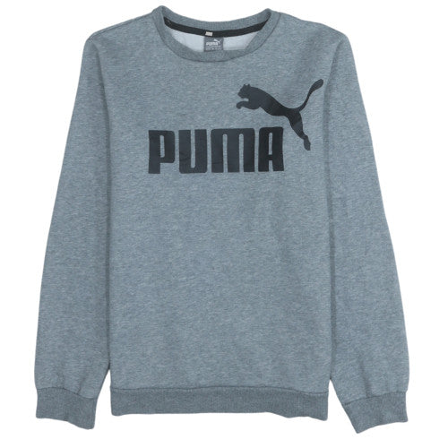 Puma Boys Grey Pullover Sweatshirt 13-14 Years Crew Neck Fleece Logo