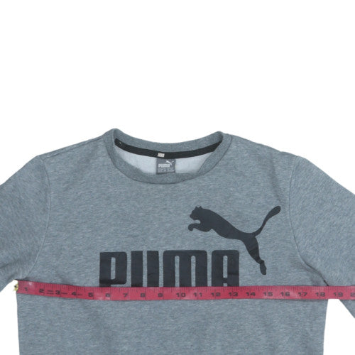 Puma Boys Grey Pullover Sweatshirt 13-14 Years Crew Neck Fleece Logo