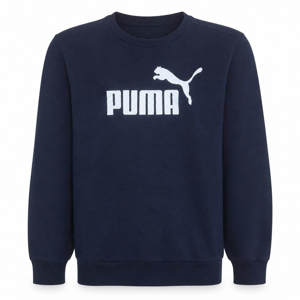 Front view of Puma Men's Blue Crew Neck Pullover Sweatshirt, size M