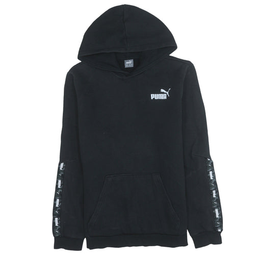Puma Boys Black Hoodie 15-16 Years Pullover Fleece Logo Hooded Sweatshirt