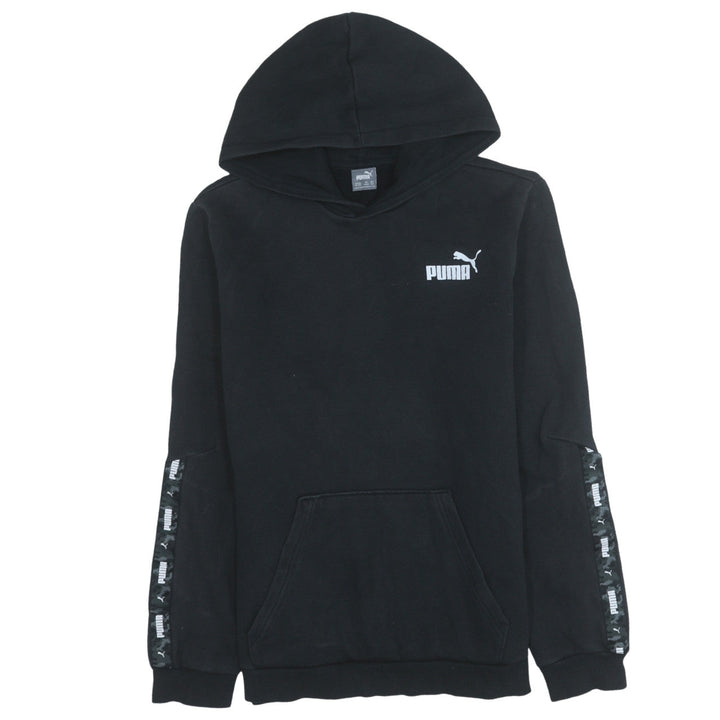 Puma Boys Black Hoodie 15-16 Years Pullover Fleece Logo Hooded Sweatshirt