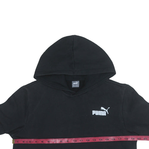 Puma Boys Black Hoodie 15-16 Years Pullover Fleece Logo Hooded Sweatshirt
