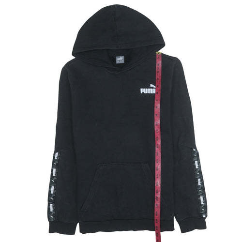 Puma Boys Black Hoodie 15-16 Years Pullover Fleece Logo Hooded Sweatshirt