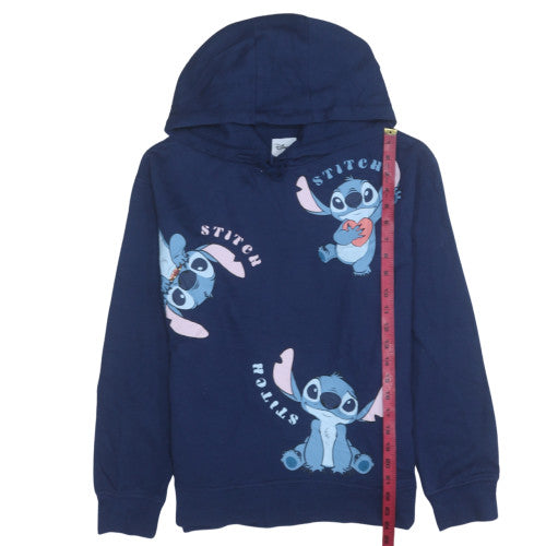 Disney Womens Navy Blue Stitch Pullover Hoodie Medium