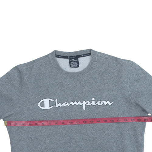 Champion Mens Grey Medium Pullover Sweatshirt Crew Neck Logo Print