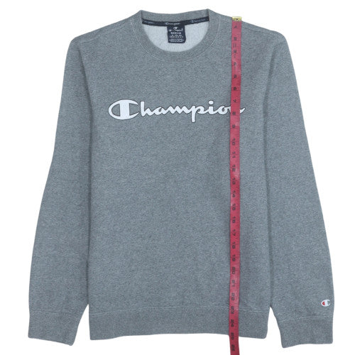 Champion Mens Grey Medium Pullover Sweatshirt Crew Neck Logo Print