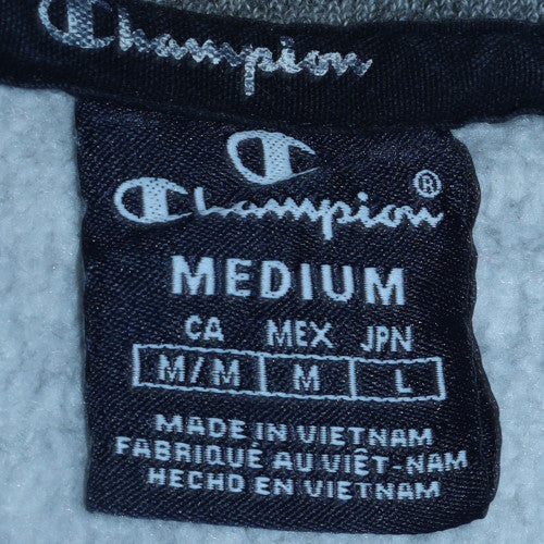 Champion Mens Grey Medium Pullover Sweatshirt Crew Neck Logo Print