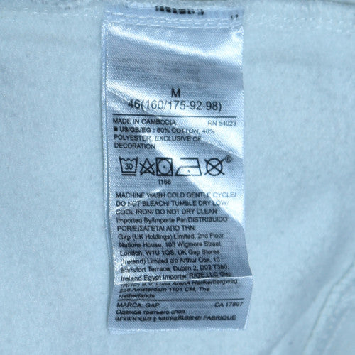 GAP Womens White Hooded Pullover Sweatshirt M Cotton Blend Logo Print