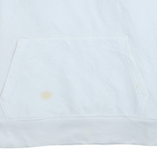 GAP Womens White Hooded Pullover Sweatshirt M Cotton Blend Logo Print