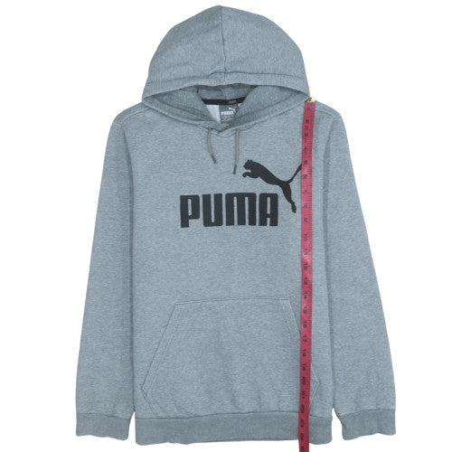 Puma Men's Grey Pullover Hoodie Small Regular Fit Graphic Fleece
