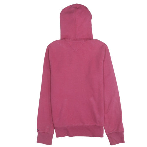 Tommy Hilfiger Women Pink Hoodie Medium Pullover Cotton Blend Casual