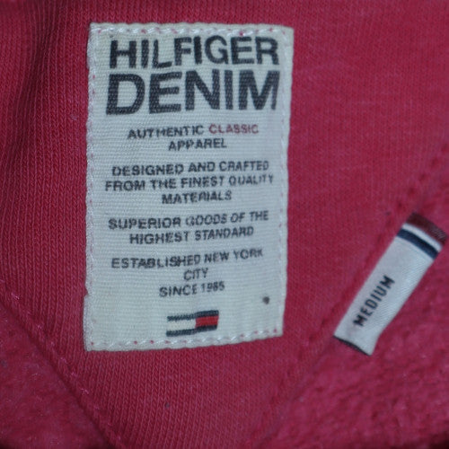 Tommy Hilfiger Women Pink Hoodie Medium Pullover Cotton Blend Casual