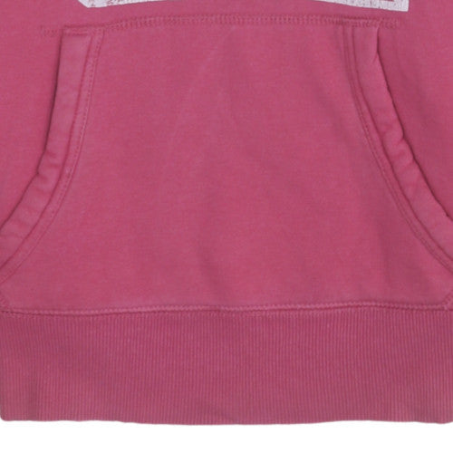 Tommy Hilfiger Women Pink Hoodie Medium Pullover Cotton Blend Casual