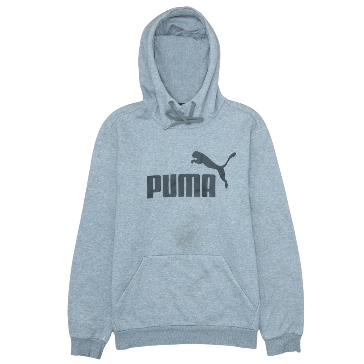 Puma Men’s Grey Pullover Hoodie M Logo Fleece Sweatshirt
