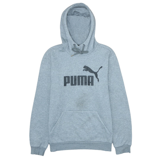 Puma Men’s Grey Pullover Hoodie M Logo Fleece Sweatshirt