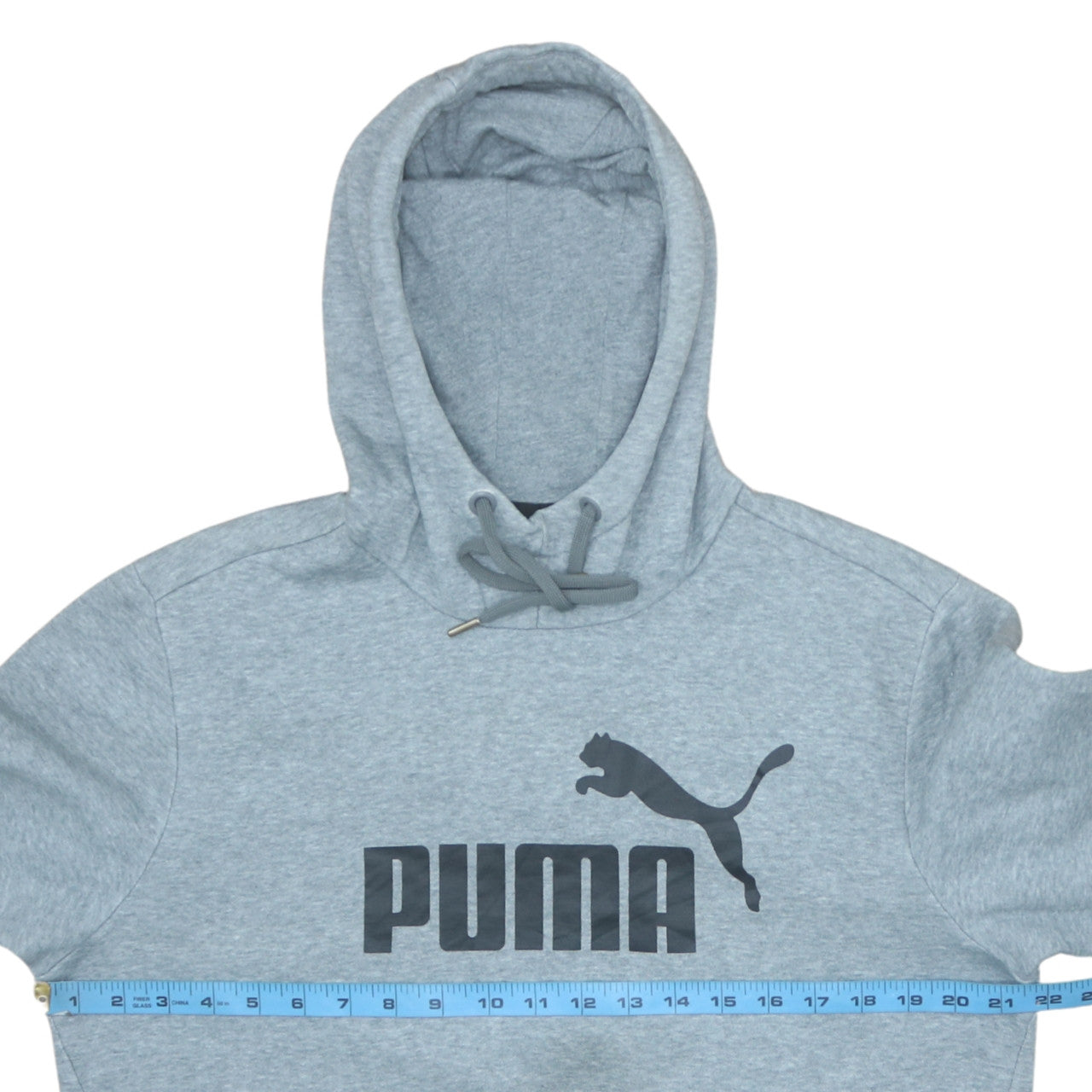 Puma Men’s Grey Pullover Hoodie M Logo Fleece Sweatshirt