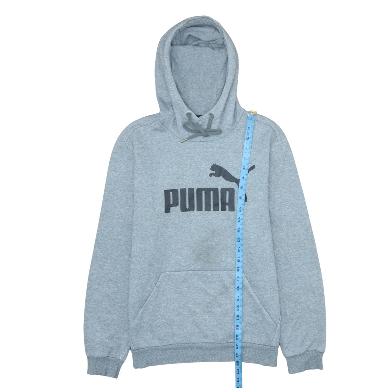 Puma Men’s Grey Pullover Hoodie M Logo Fleece Sweatshirt
