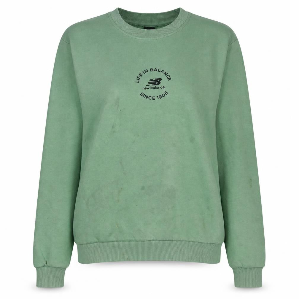 Front view of New Balance Women’s Green Cotton Pullover Sweatshirt M