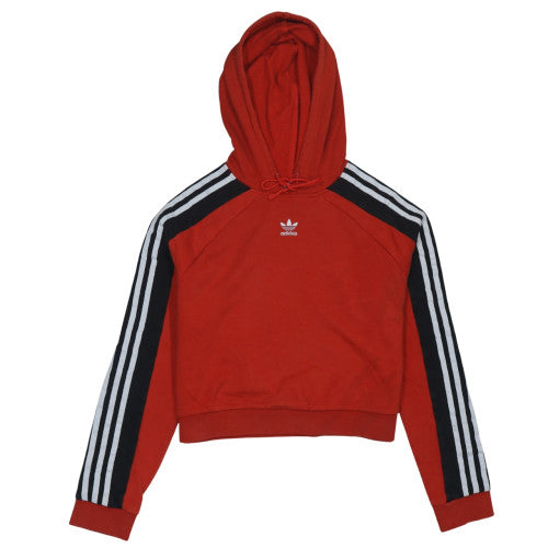 Adidas Womens Red Hooded Pullover Sweatshirt Size 6 with Stripe Detail