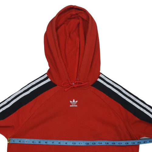 Adidas Womens Red Hooded Pullover Sweatshirt Size 6 with Stripe Detail