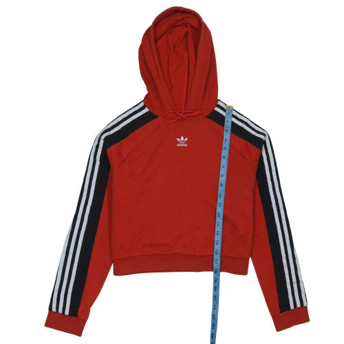 Adidas Womens Red Hooded Pullover Sweatshirt Size 6 with Stripe Detail
