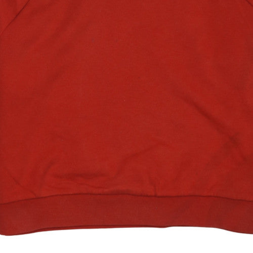 Adidas Womens Red Hooded Pullover Sweatshirt Size 6 with Stripe Detail