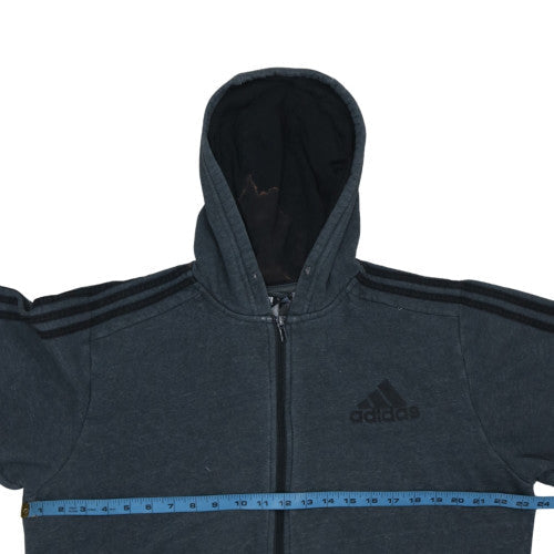 Adidas Men's Grey 2XL Full Zip Hoodie with Logo and Pockets