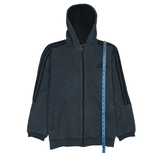 Adidas Men's Grey 2XL Full Zip Hoodie with Logo and Pockets