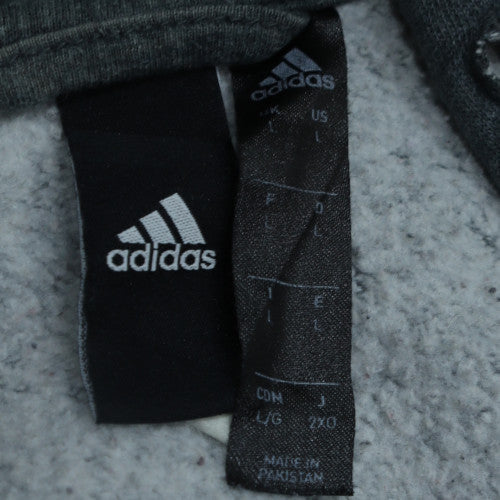 Adidas Men's Grey 2XL Full Zip Hoodie with Logo and Pockets