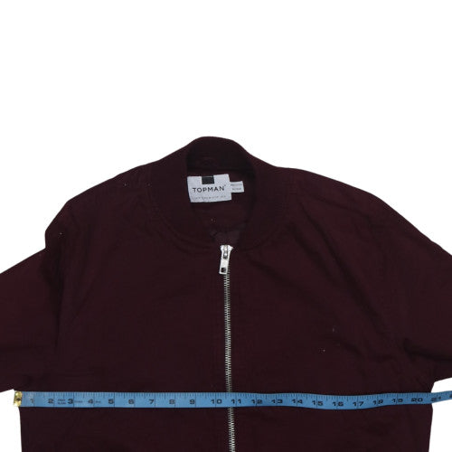 Topman Men's Red Cotton Bomber Jacket Size M Regular Fit