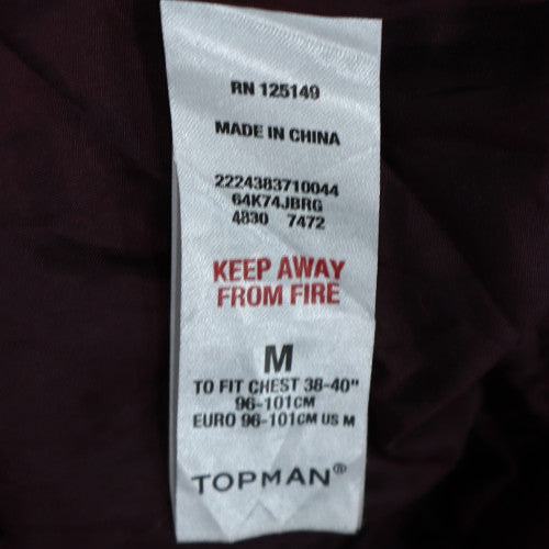 Topman Men's Red Cotton Bomber Jacket Size M Regular Fit