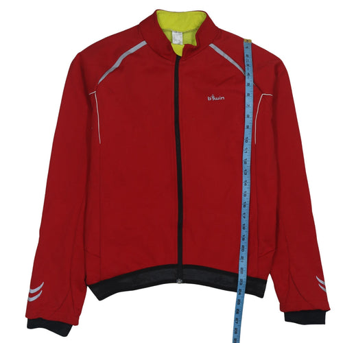 B'Twin Men's Red Cycling Track Jacket L Reflective Full Zip Softshell