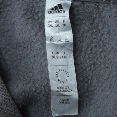 Adidas Men’s Grey 2XL Pullover Hoodie Fleece Sports Sweatshirt