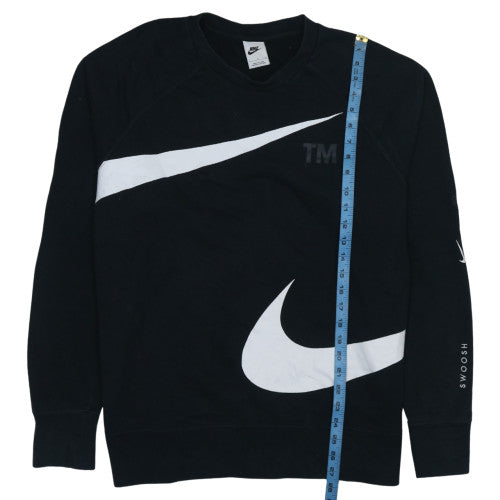 Nike Women Black Large Pullover Sweatshirt Crew Neck Logo Cotton Blend