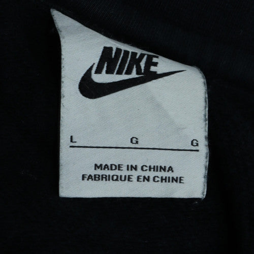 Nike Women Black Large Pullover Sweatshirt Crew Neck Logo Cotton Blend