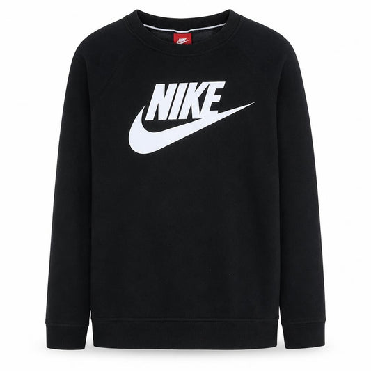 Front view of Nike women’s black medium pullover sweatshirt with logo