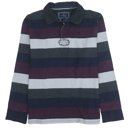 Marks and Spencer Blue Harbour Men's XL Multicoloured Striped Long Sleeve Polo