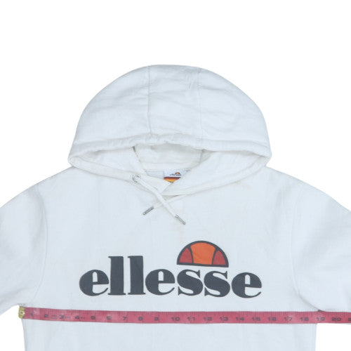 Ellesse Womens White Hoodie UK 8 Pullover Logo Classic Style