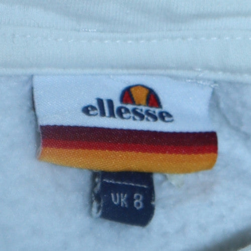 Ellesse Womens White Hoodie UK 8 Pullover Logo Classic Style