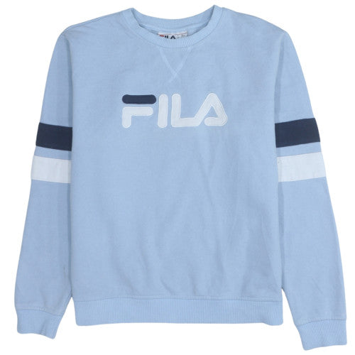 FILA Womens Light Blue Logo Sweatshirt L Cotton Blend Casual