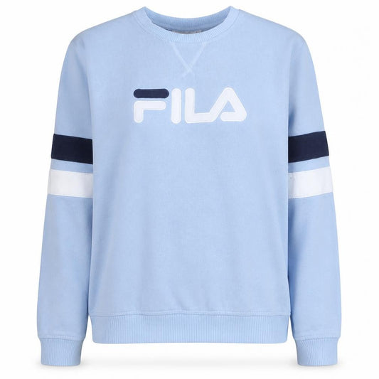 Front view of Fila women’s light blue logo sweatshirt l cotton blend casual