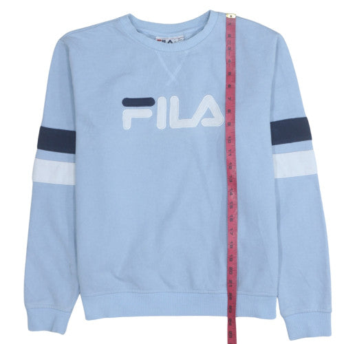 FILA Womens Light Blue Logo Sweatshirt L Cotton Blend Casual