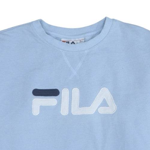 FILA Womens Light Blue Logo Sweatshirt L Cotton Blend Casual