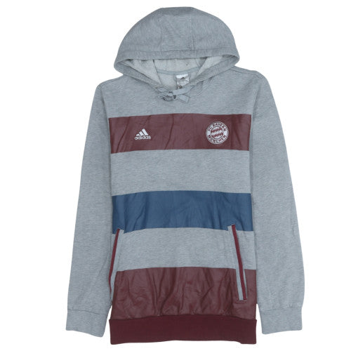 Adidas Men’s Grey Striped FC Bayern Munich Pullover Hoodie Size M