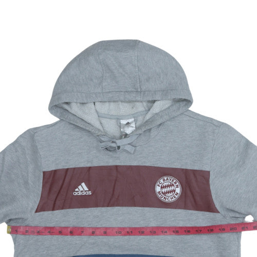 Adidas Men’s Grey Striped FC Bayern Munich Pullover Hoodie Size M