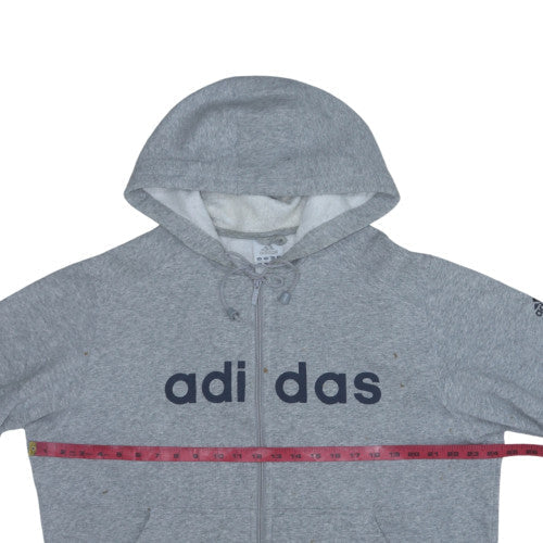 Adidas Mens Grey Full Zip Hoodie Size L Sports Fleece Top
