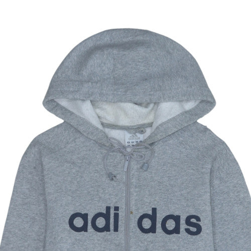 Adidas Mens Grey Full Zip Hoodie Size L Sports Fleece Top