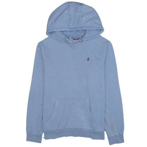 U.S. Polo Assn Women Blue Pullover Hoodie L Cotton Blend Logo Sweatshirt