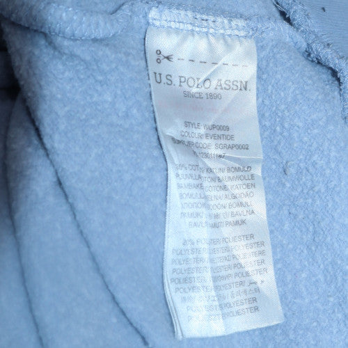U.S. Polo Assn Women Blue Pullover Hoodie L Cotton Blend Logo Sweatshirt